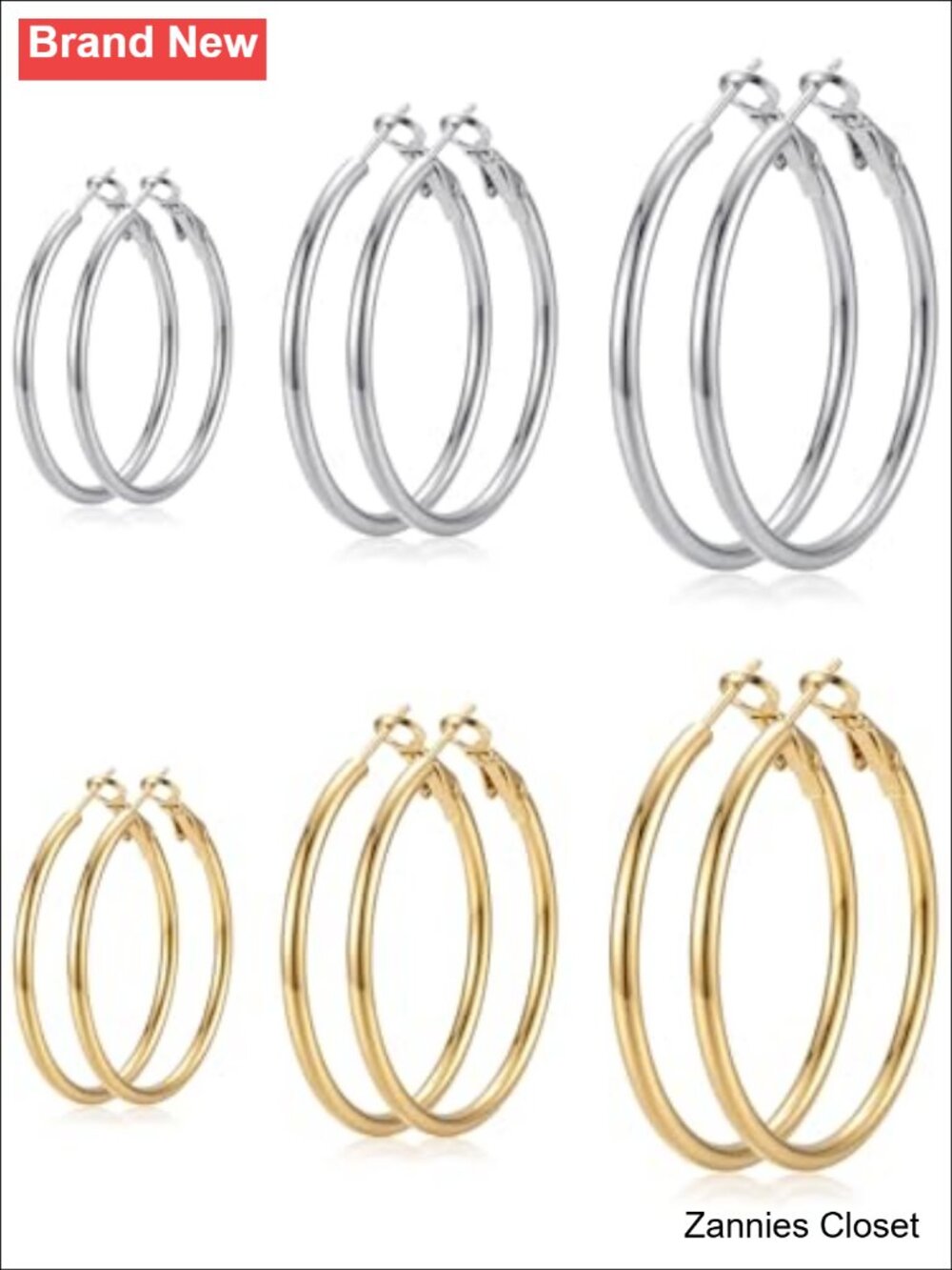 💍 Stainless Steel Gold Plated Hoop Earrings Set Hypoallergenic Huggie